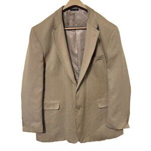Adolfo International Blazer 100% SILK Tan Beige Stripe 46R Quiet Luxury
